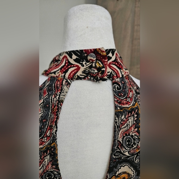 AMERICAN THREADS Paisley Print High Neck Halter Mini Dress.Black/red Multi.M NWT - Picture 13 of 14